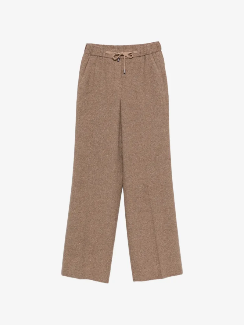 Pantaloni Peserico Drawstring Wide-Leg maro