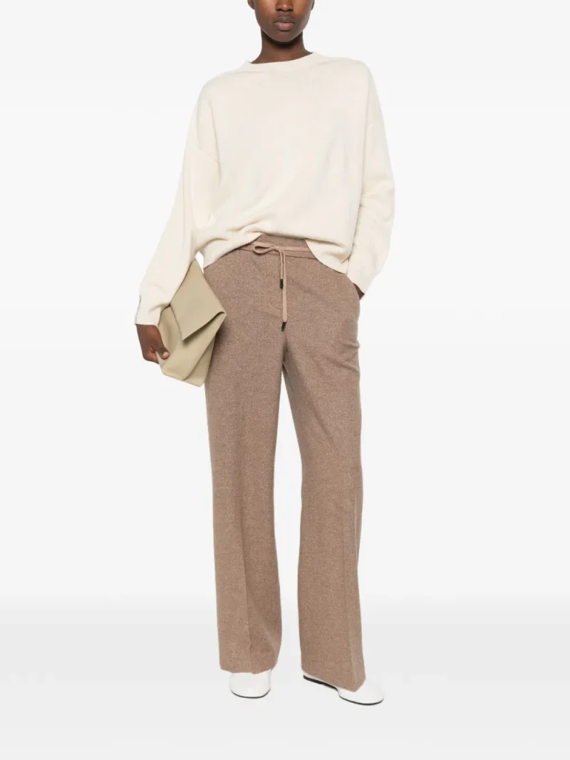 Pantaloni Peserico Drawstring Wide-Leg maro - imagine 4
