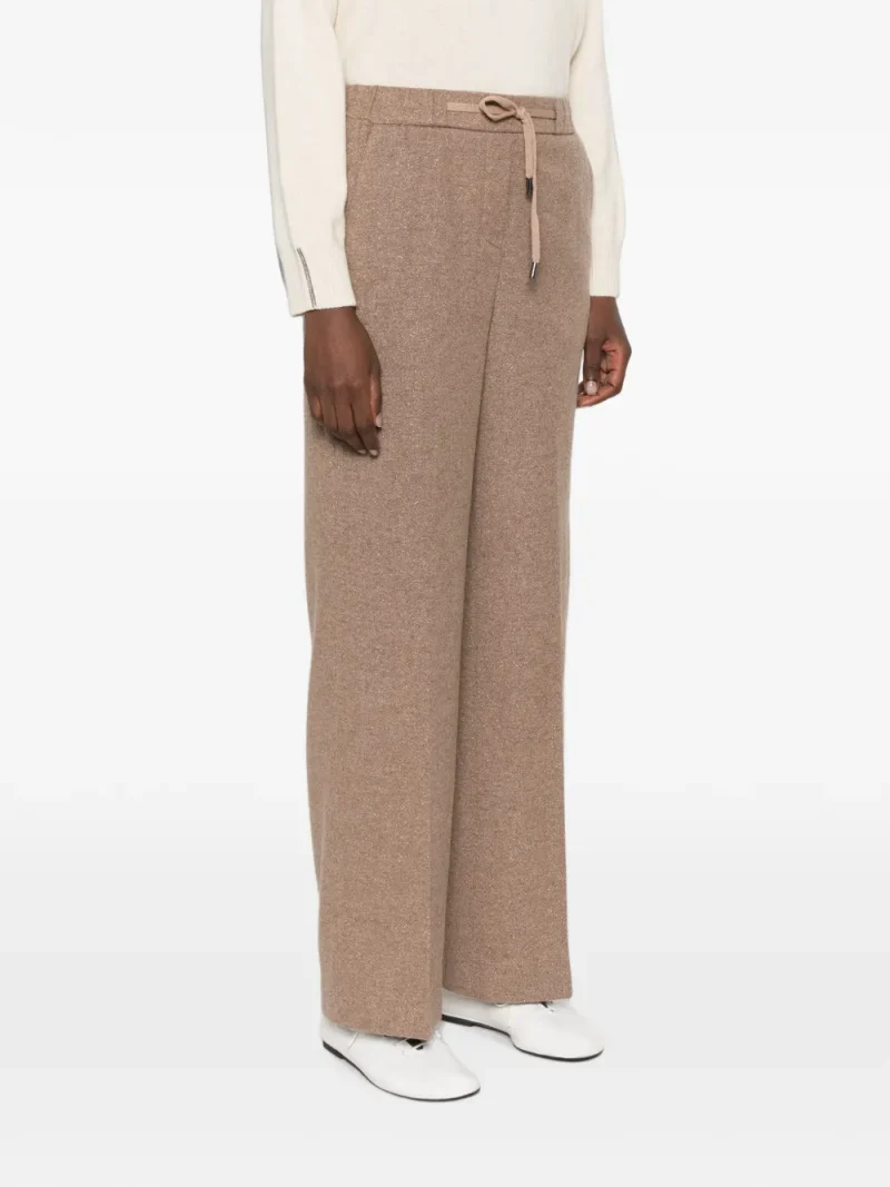 Pantaloni Peserico Drawstring Wide-Leg maro - imagine 3