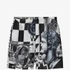 Pantaloni scurti Versace Printed Silk Twill negru