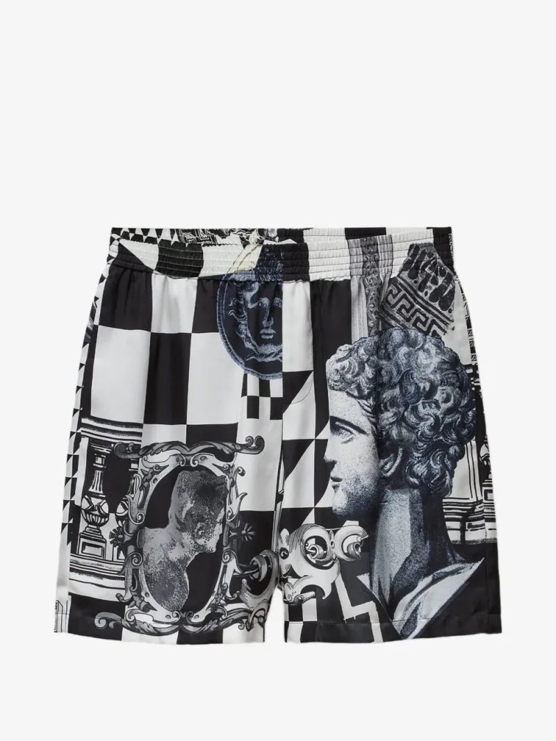 Pantaloni scurti Versace Printed Silk Twill negru