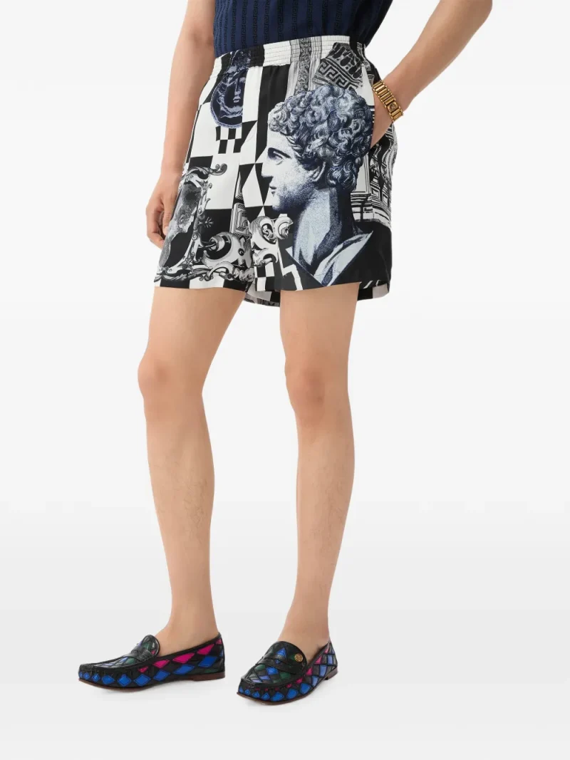 Pantaloni scurti Versace Printed Silk Twill negru - imagine 4