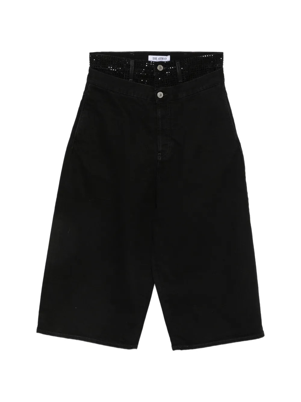Pantaloni The Attico Wide-Leg Cropped negru