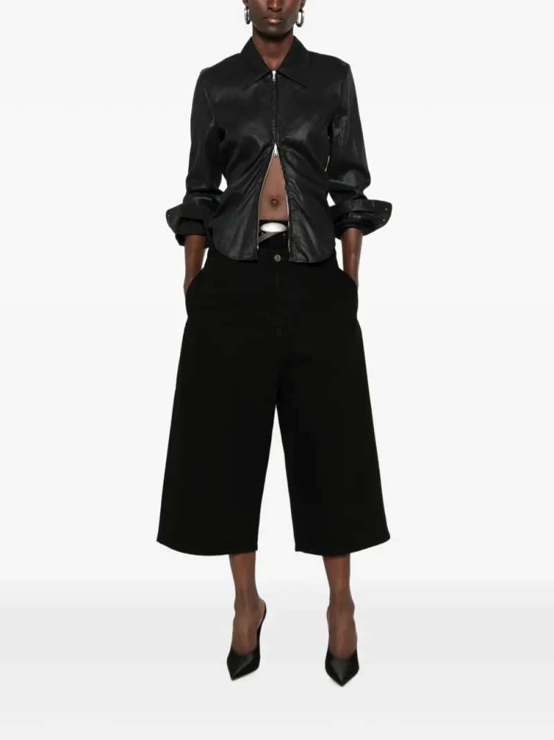 Pantaloni The Attico Wide-Leg Cropped negru - imagine 4