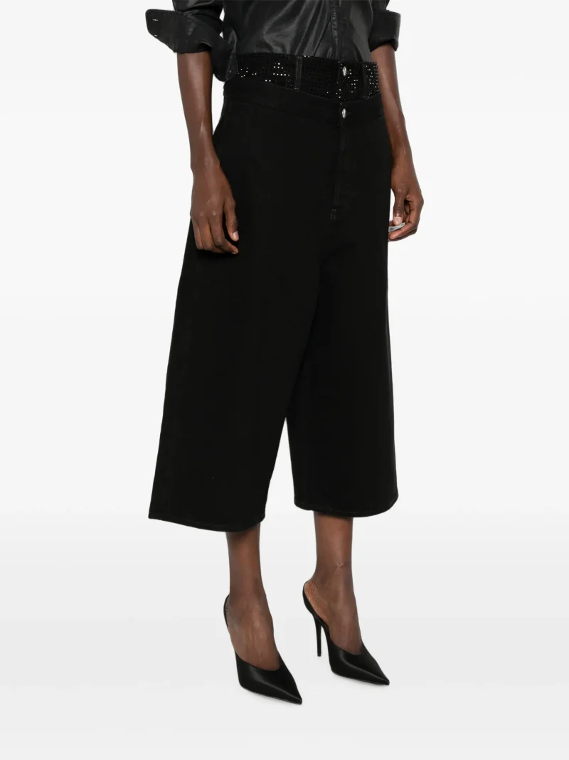 Pantaloni The Attico Wide-Leg Cropped negru - imagine 3