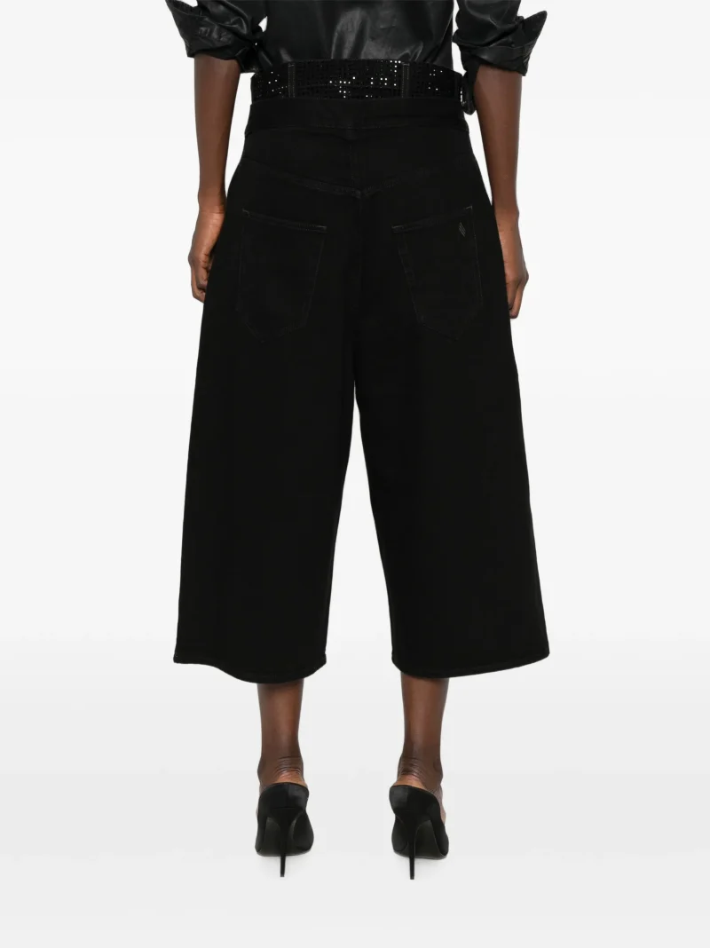 Alternative view of Pantaloni The Attico Wide-Leg Cropped negru
