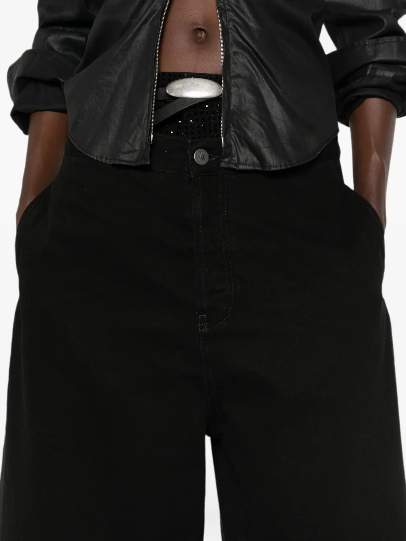 Pantaloni The Attico Wide-Leg Cropped negru - imagine 5