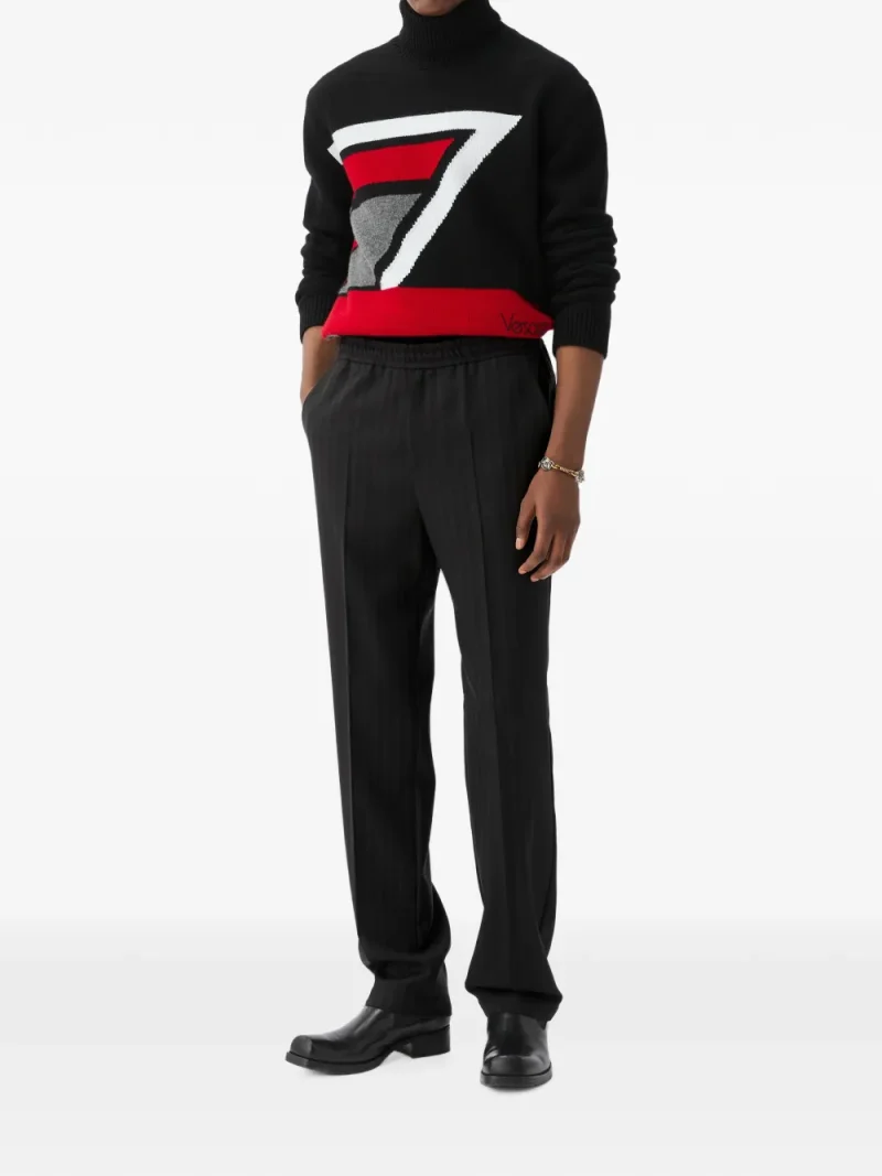 Pantaloni Versace Jaquard Wool negru - imagine 3