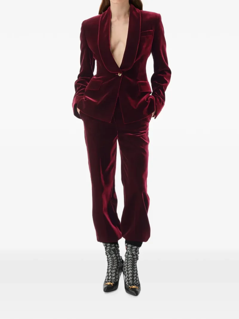 Pantaloni Versace Velvet visiniu - imagine 3