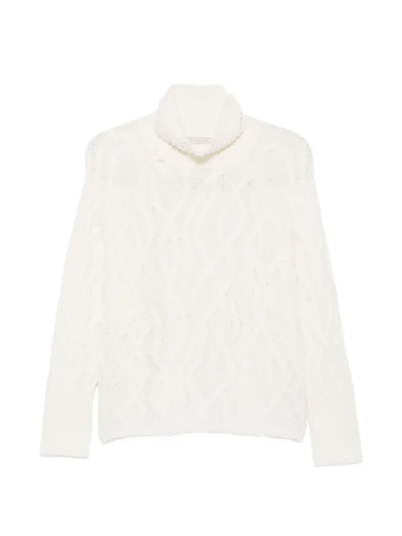 Pulover Antonelli Arcadia Cable-Knit Roll-Neck ecru