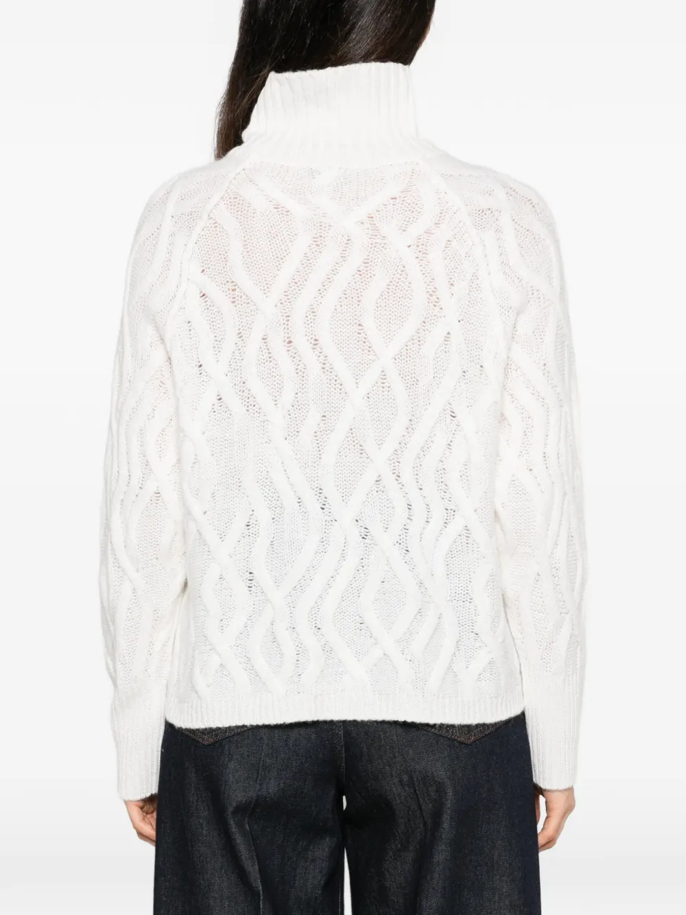 Pulover Antonelli Arcadia Cable-Knit Roll-Neck ecru - imagine 2