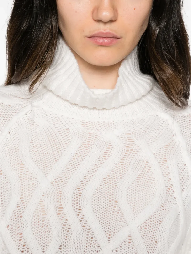 Pulover Antonelli Arcadia Cable-Knit Roll-Neck ecru - imagine 5