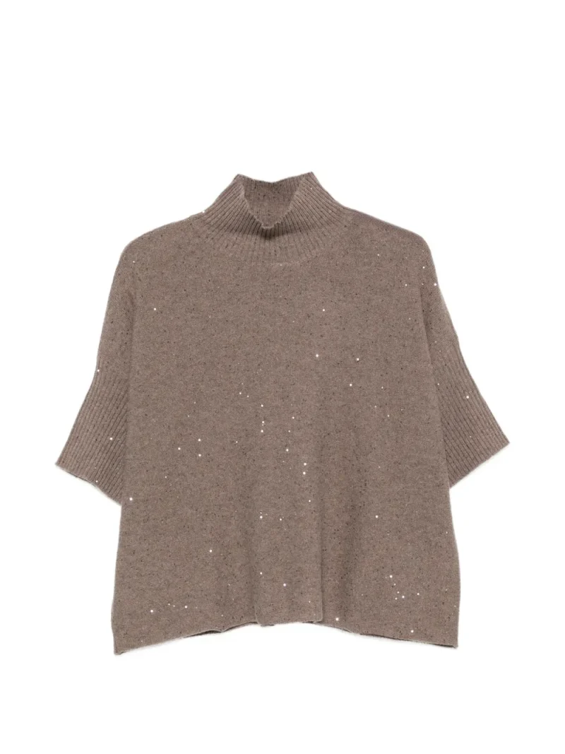 Pulover Antonelli Sequin-Embellished High-Neck maro