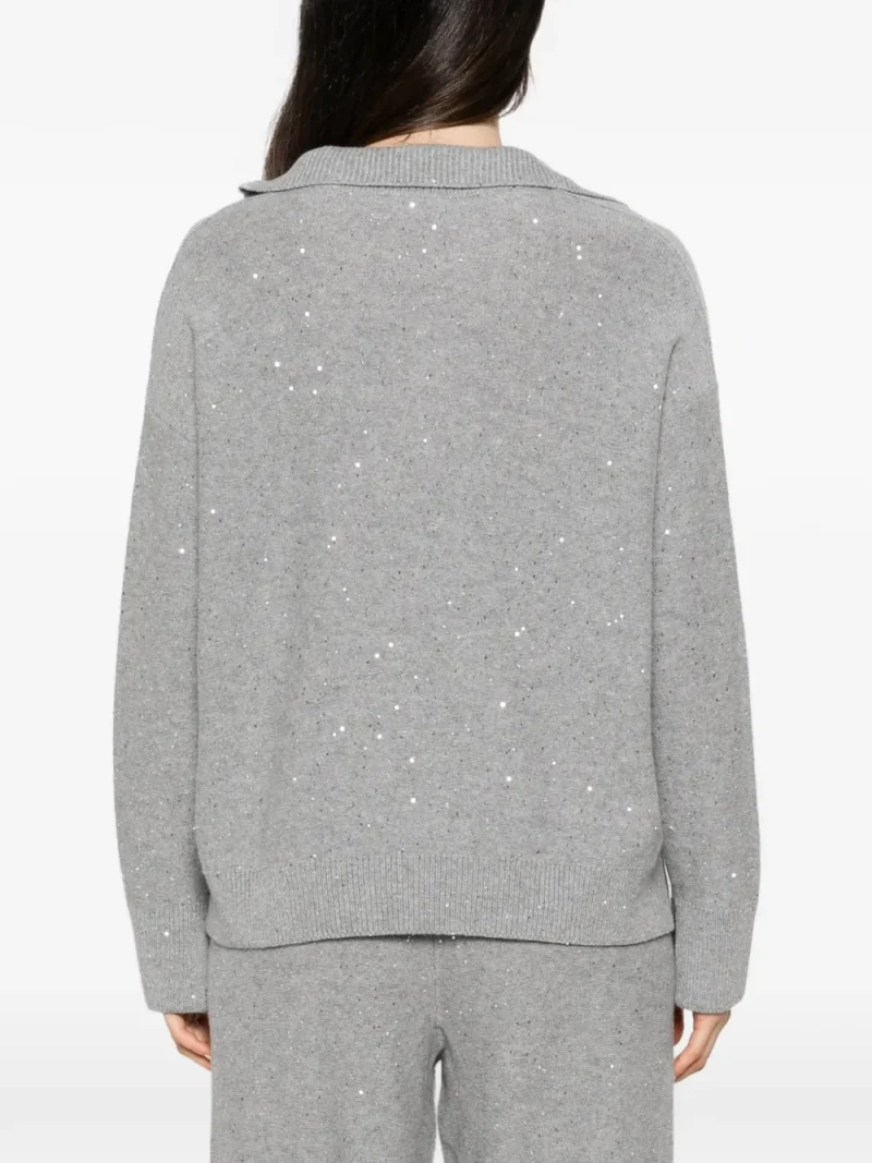 Alternative view of Pulover Antonelli Sequin-Embellished Polo-Collar gri