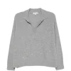 Pulover Antonelli Sequin-Embellished Polo-Collar gri