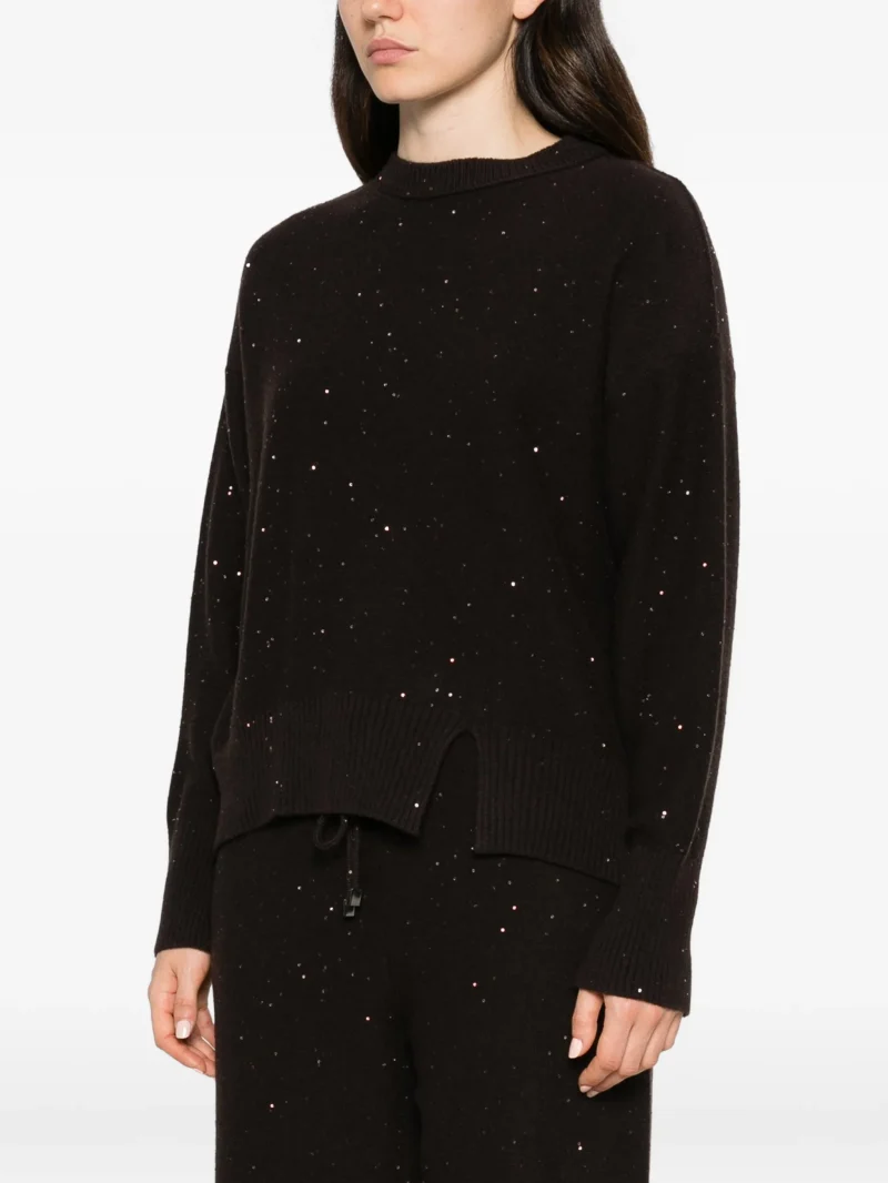 Pulover Antonelli Sequin-Embellished Side-Slit maro - imagine 3