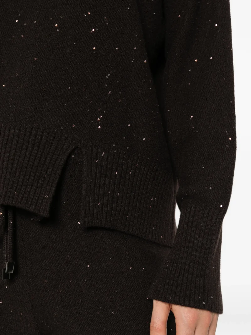 Pulover Antonelli Sequin-Embellished Side-Slit maro - imagine 5