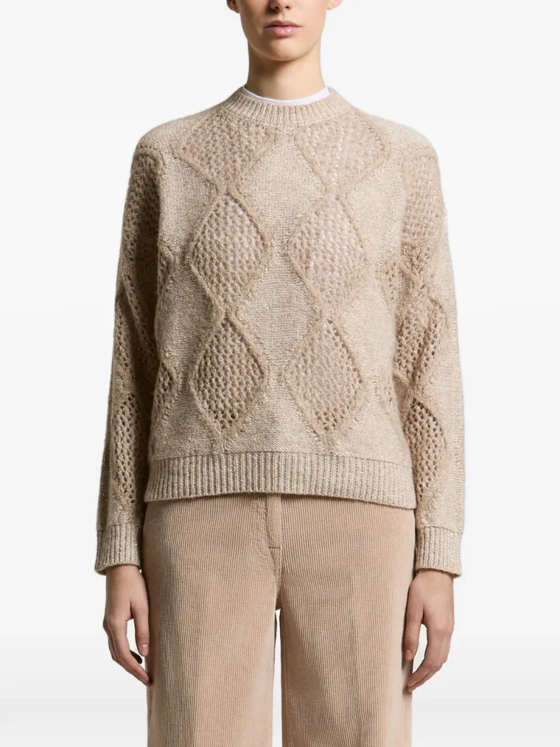 Pulover Peserico Argyle Open-Knit bej