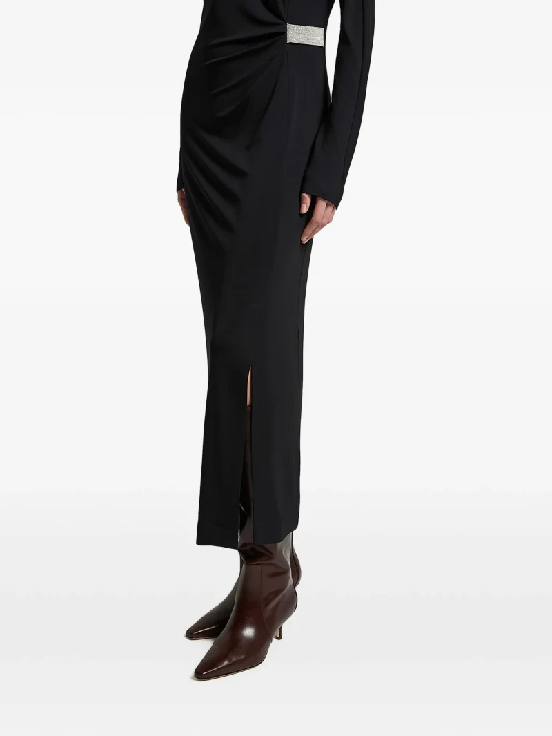 Rochie maxi Peserico Ruched Metallic-Detail bleumarin - imagine 3