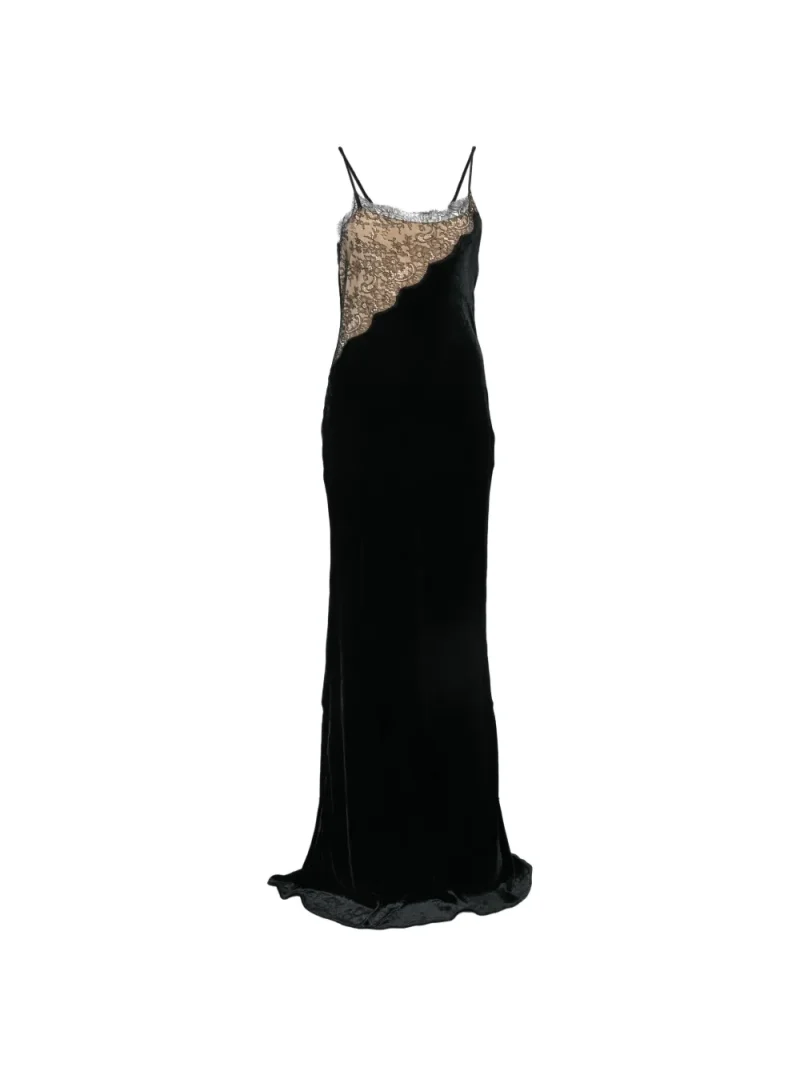 Rochie maxi Stella McCartney Lace-Panelled negru
