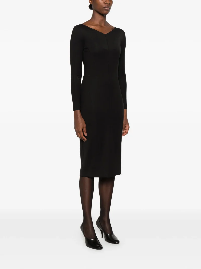 Rochie midi Antonelli V-neck Long-Sleeve negru - imagine 3