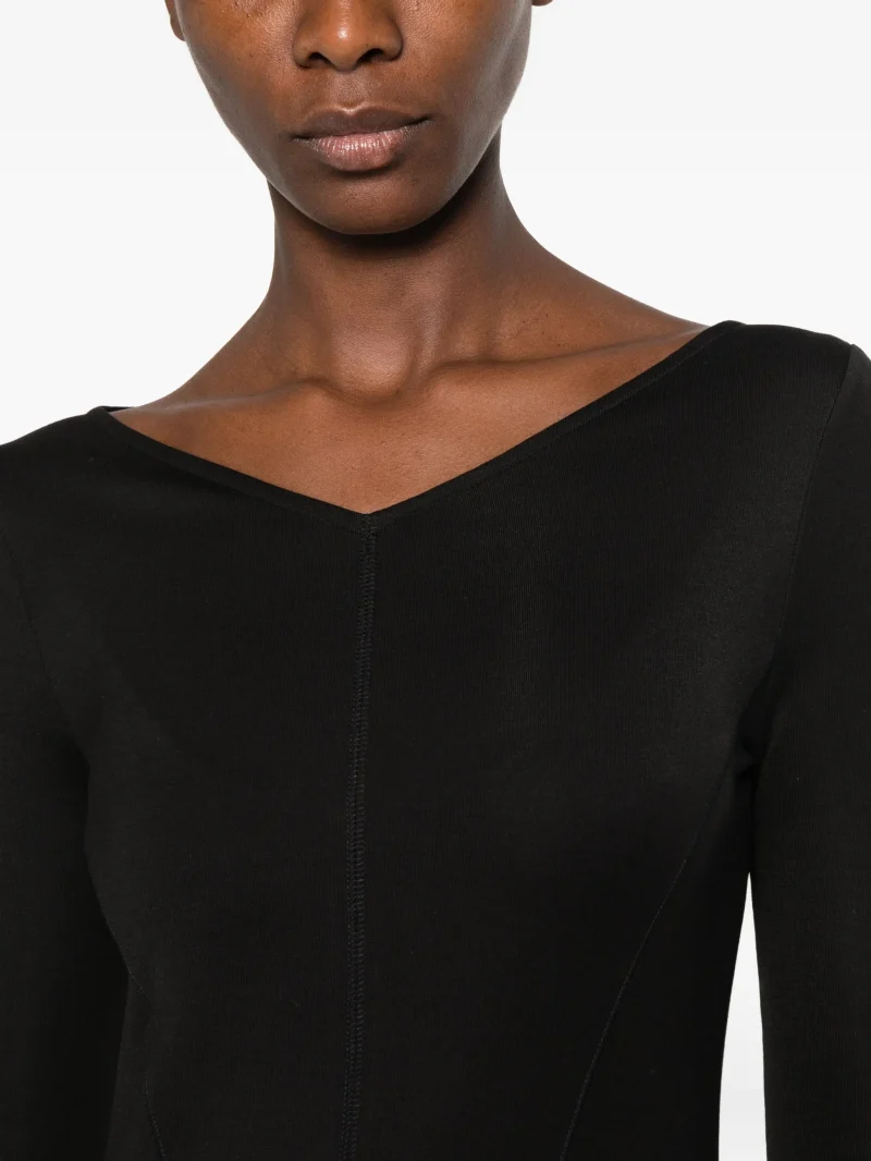 Rochie midi Antonelli V-neck Long-Sleeve negru - imagine 5