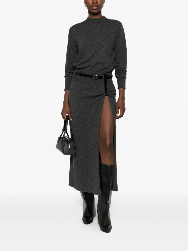 Rochie midi Coperni Belted Side-Slit gri - imagine 4