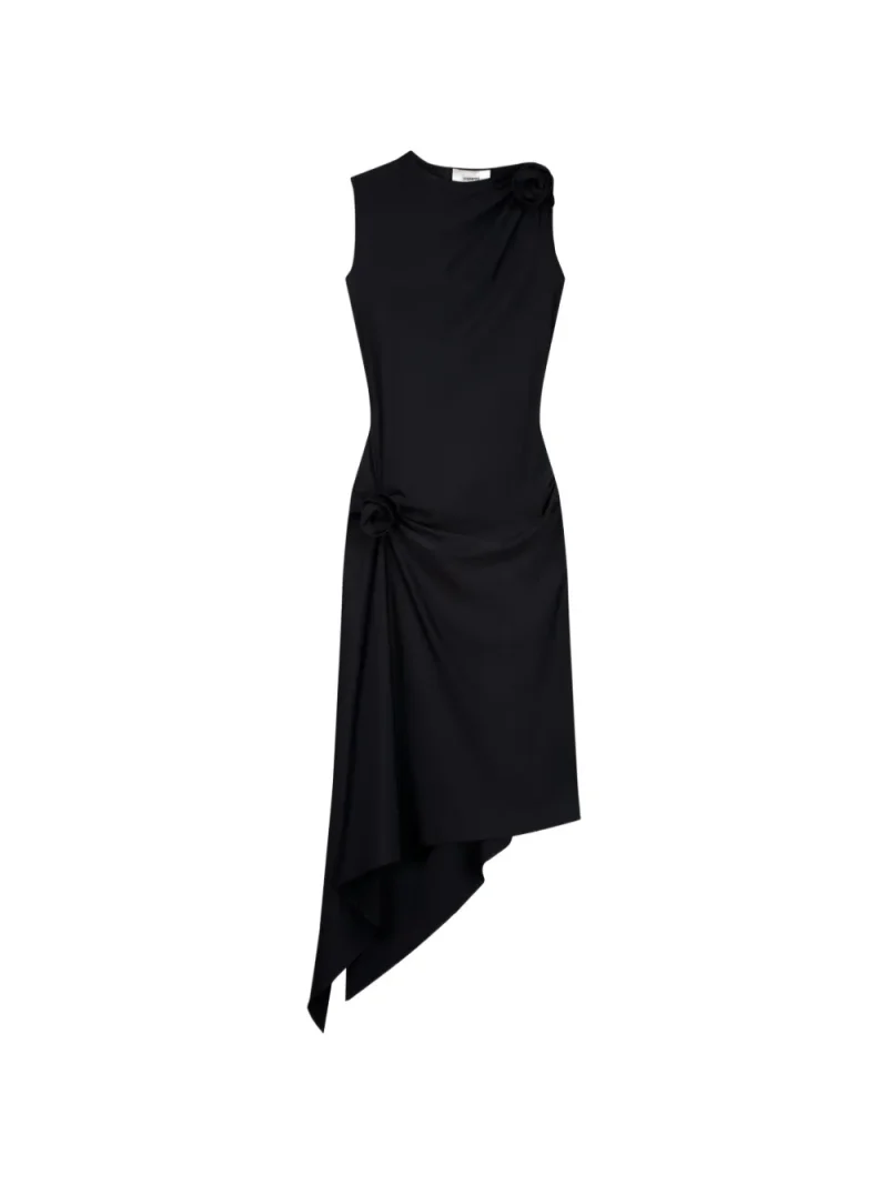 Rochie midi Coperni Relaxed Flower Asymmetric negru