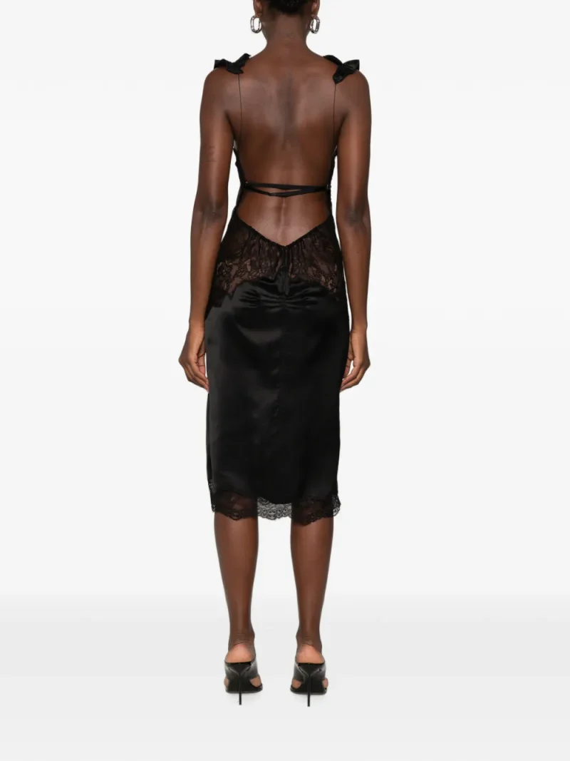 Alternative view of Rochie midi The Attico Lace-Trim Ruffled negru