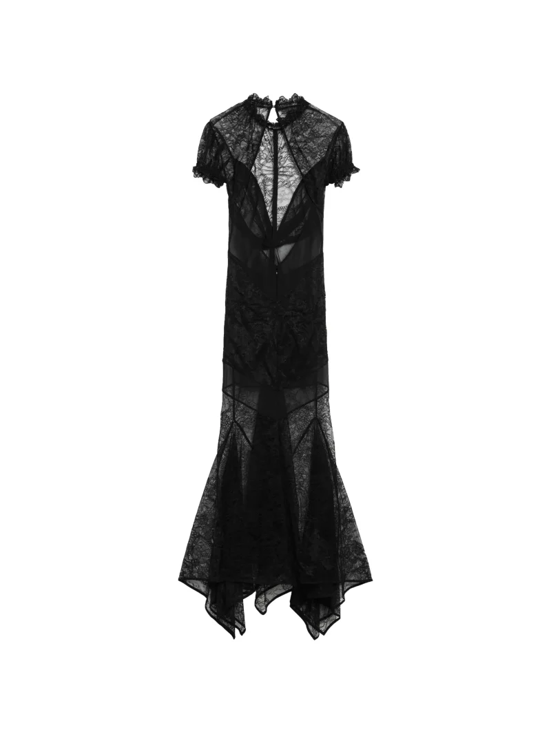 Rochie midi The Attico Laced Panneled Open Back negru