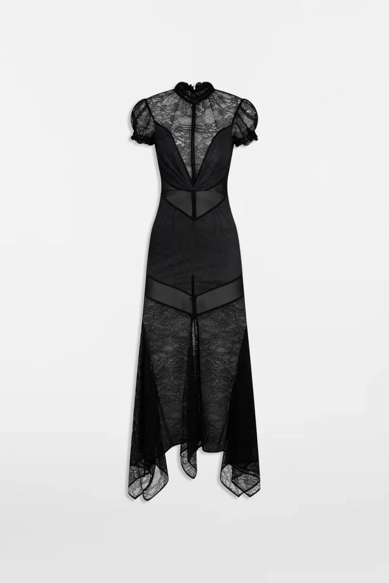 Alternative view of Rochie midi The Attico Laced Panneled Open Back negru