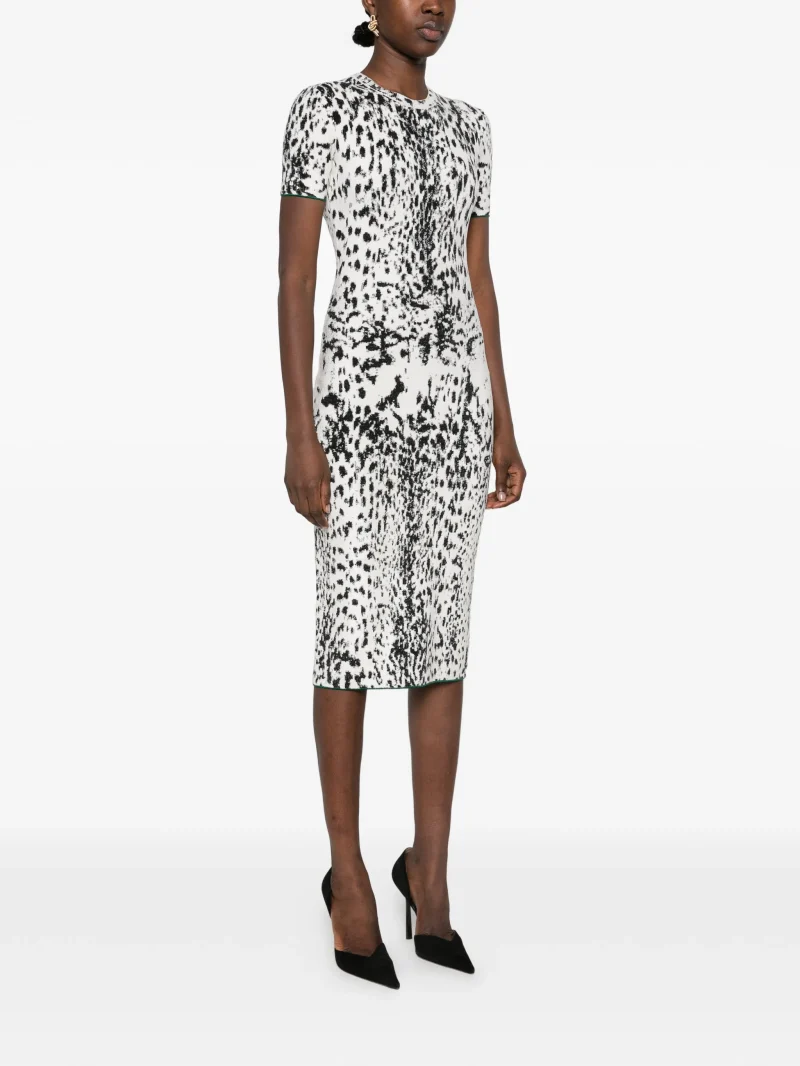 Rochie TOM FORD Leopard-Print Short-Sleeve alb - imagine 4