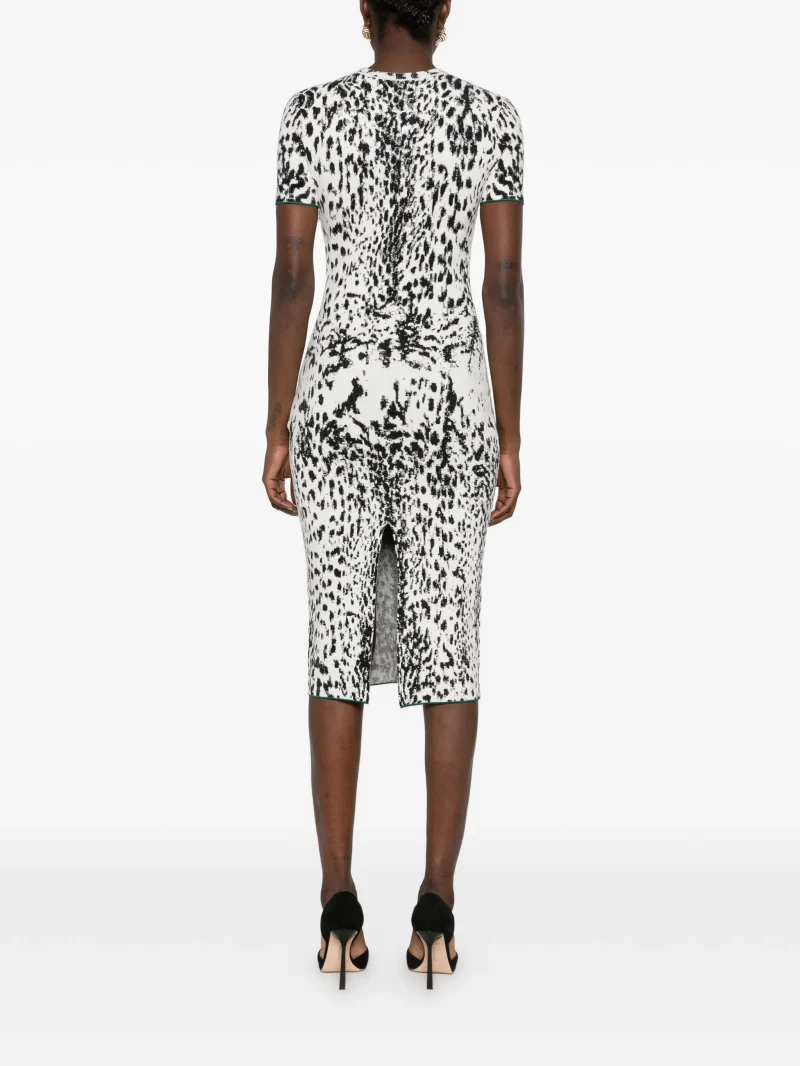 Alternative view of Rochie TOM FORD Leopard-Print Short-Sleeve alb