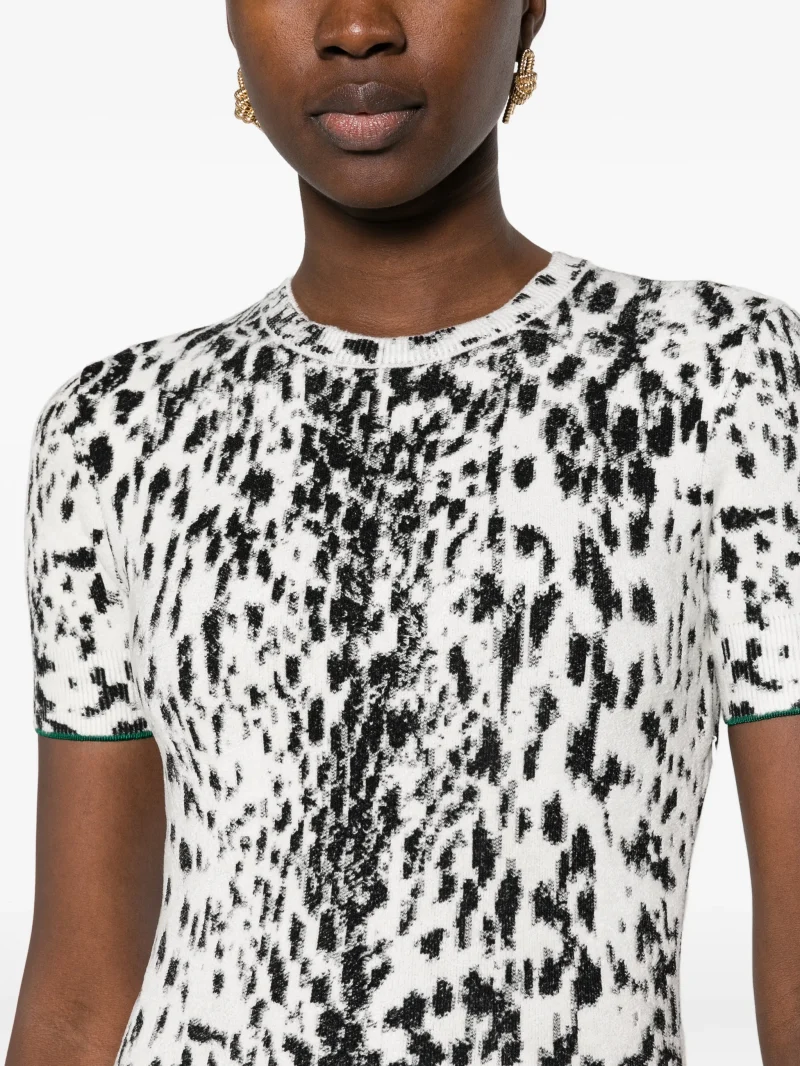 Rochie TOM FORD Leopard-Print Short-Sleeve alb - imagine 5