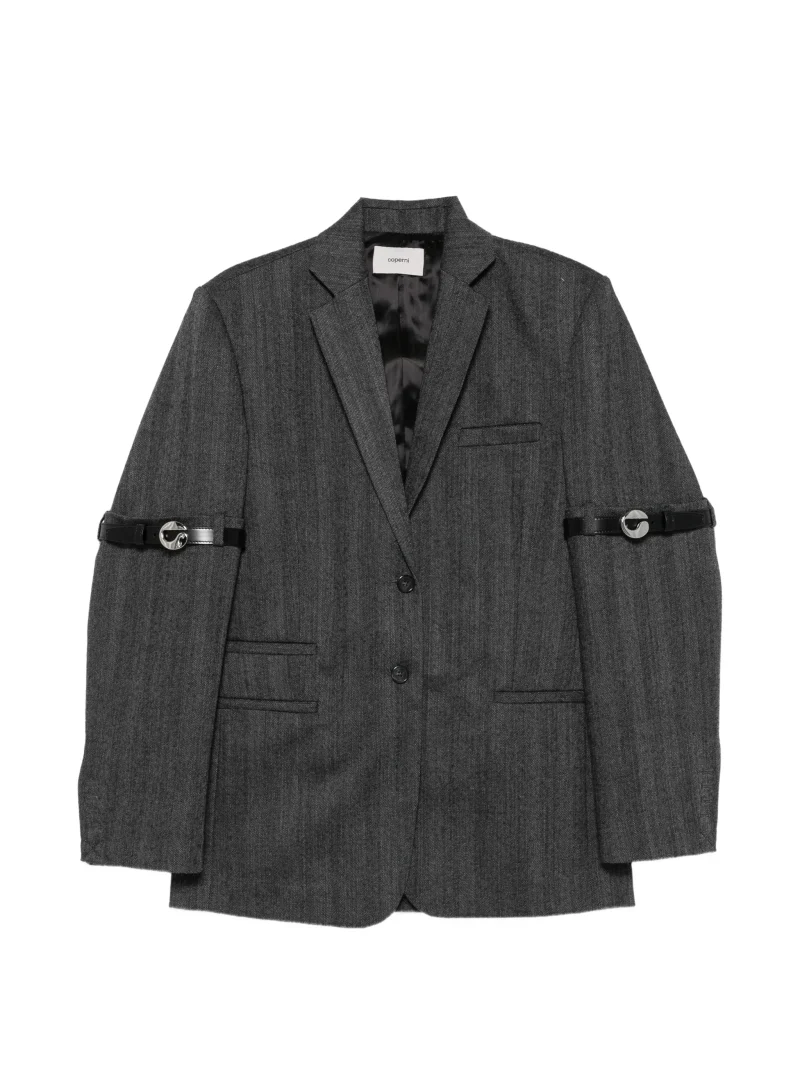 Sacou Coperni Belted Herringbone gri