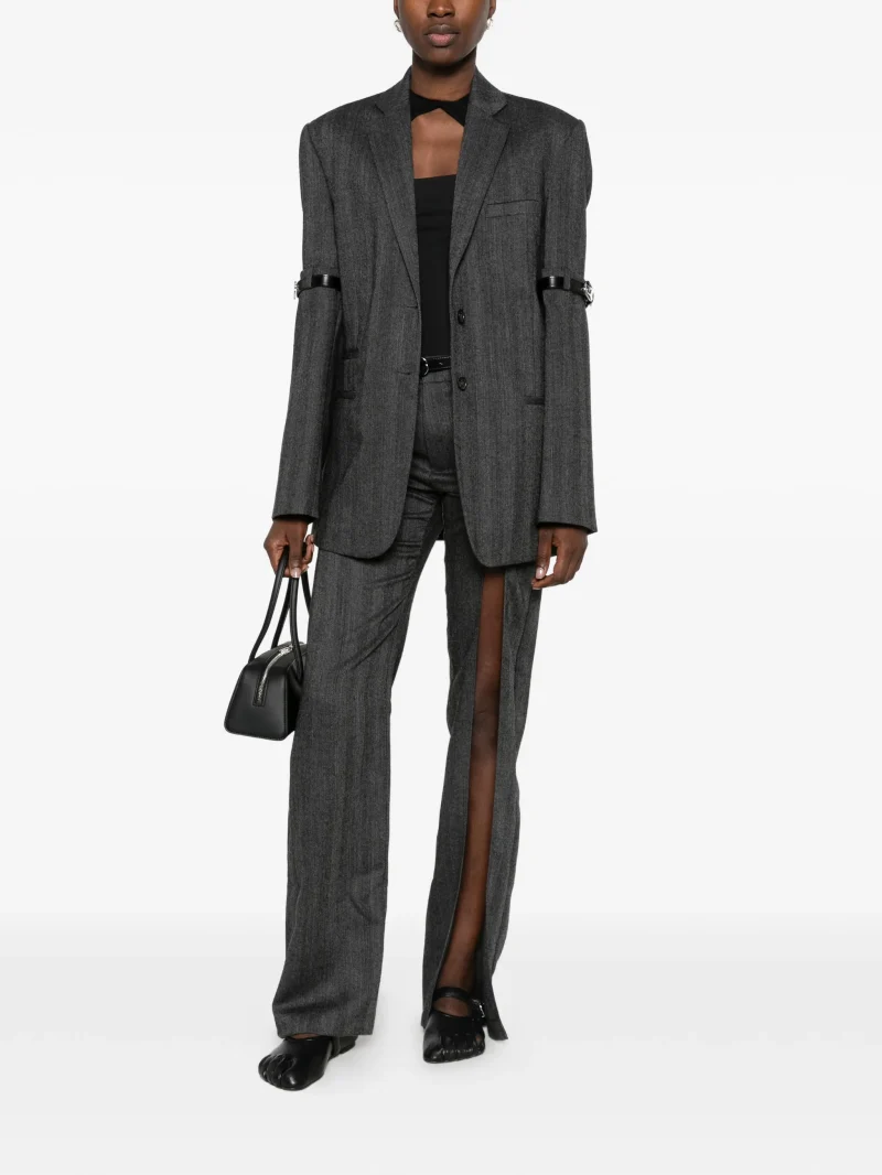 Sacou Coperni Belted Herringbone gri - imagine 4