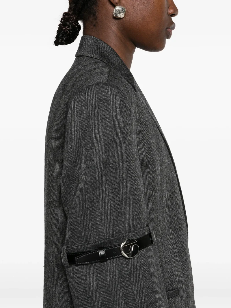 Sacou Coperni Belted Herringbone gri - imagine 5
