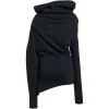Top A.W.A.K.E. Mode Asymmetric Draped-Neck negru