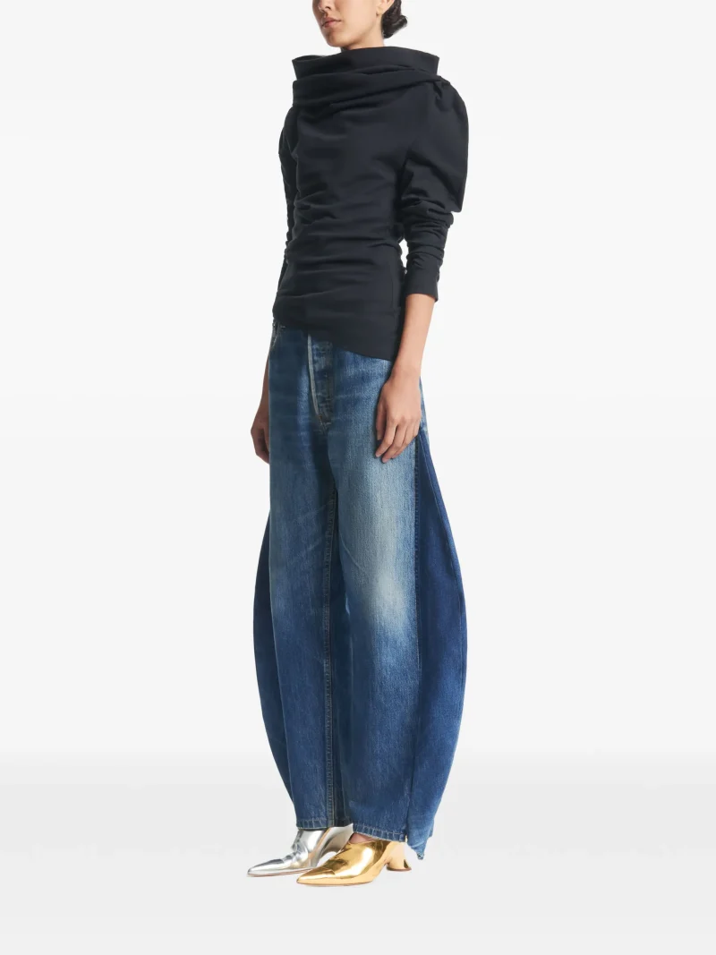 Top A.W.A.K.E. Mode Asymmetric Draped-Neck negru - imagine 4