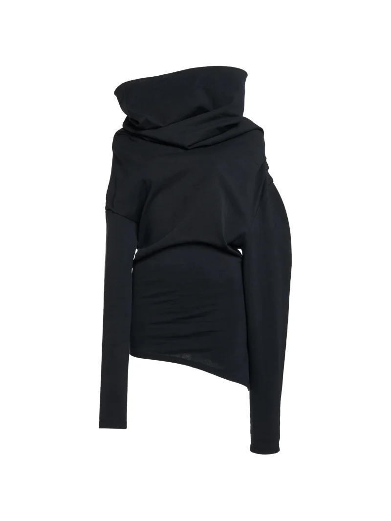 Alternative view of Top A.W.A.K.E. Mode Asymmetric Draped-Neck negru