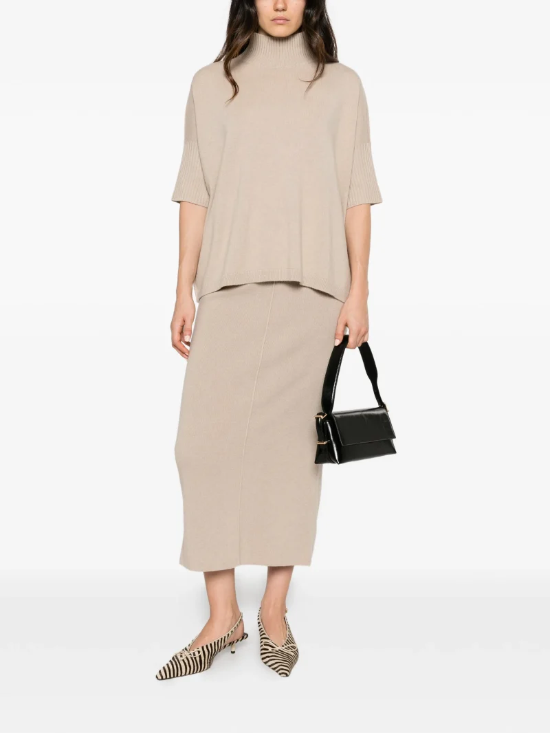 Top Antonelli Ribbed High-Neck bej - imagine 4