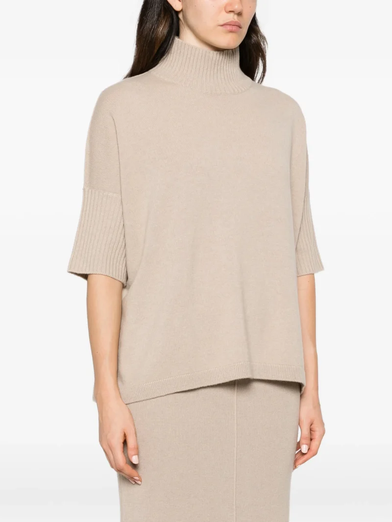 Top Antonelli Ribbed High-Neck bej - imagine 3