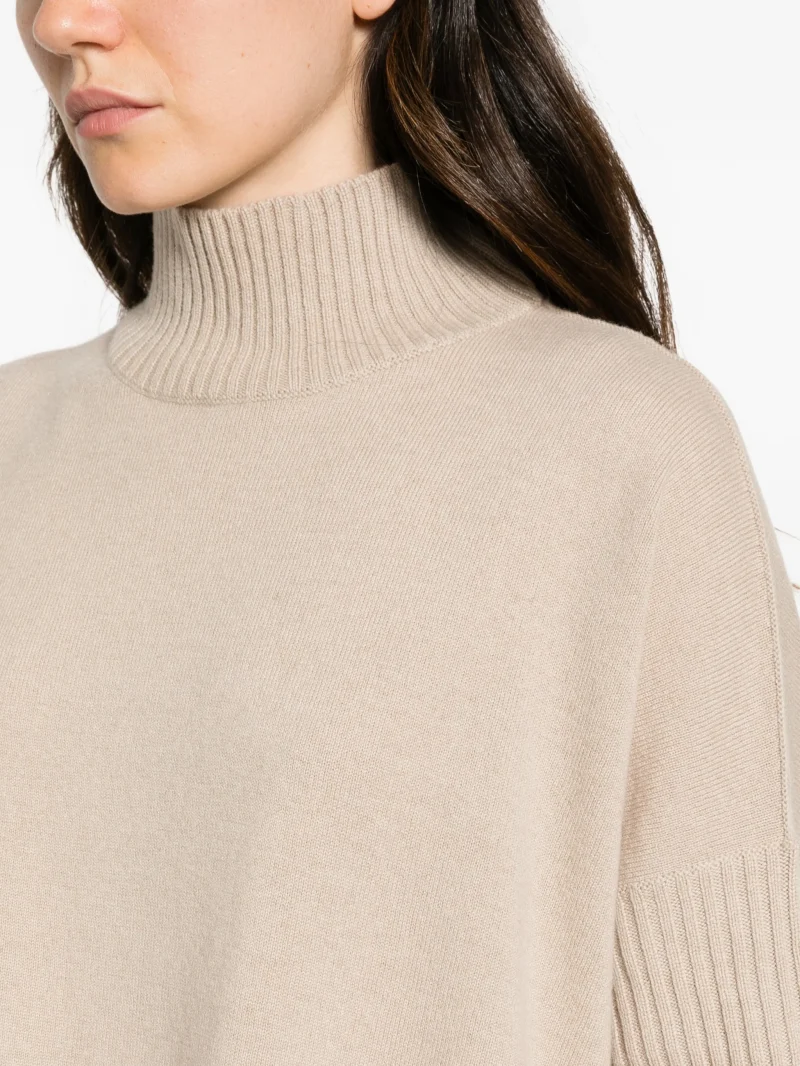 Top Antonelli Ribbed High-Neck bej - imagine 5