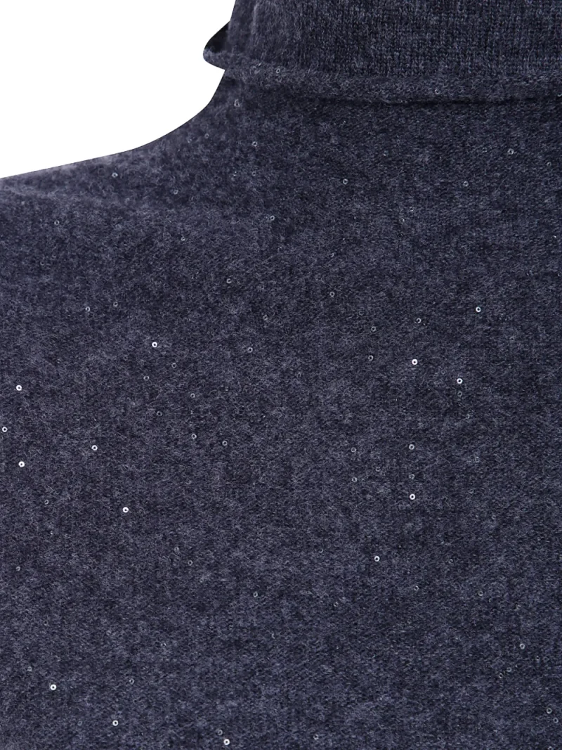 Top Antonelli Sequin-Embellished Roll-Neck gri - imagine 3
