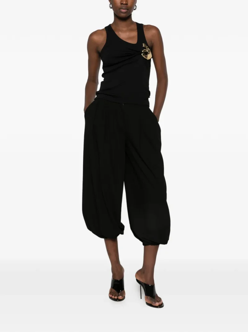Top Coperni Brooch-Detail Asymmetric-Neck negru - imagine 3