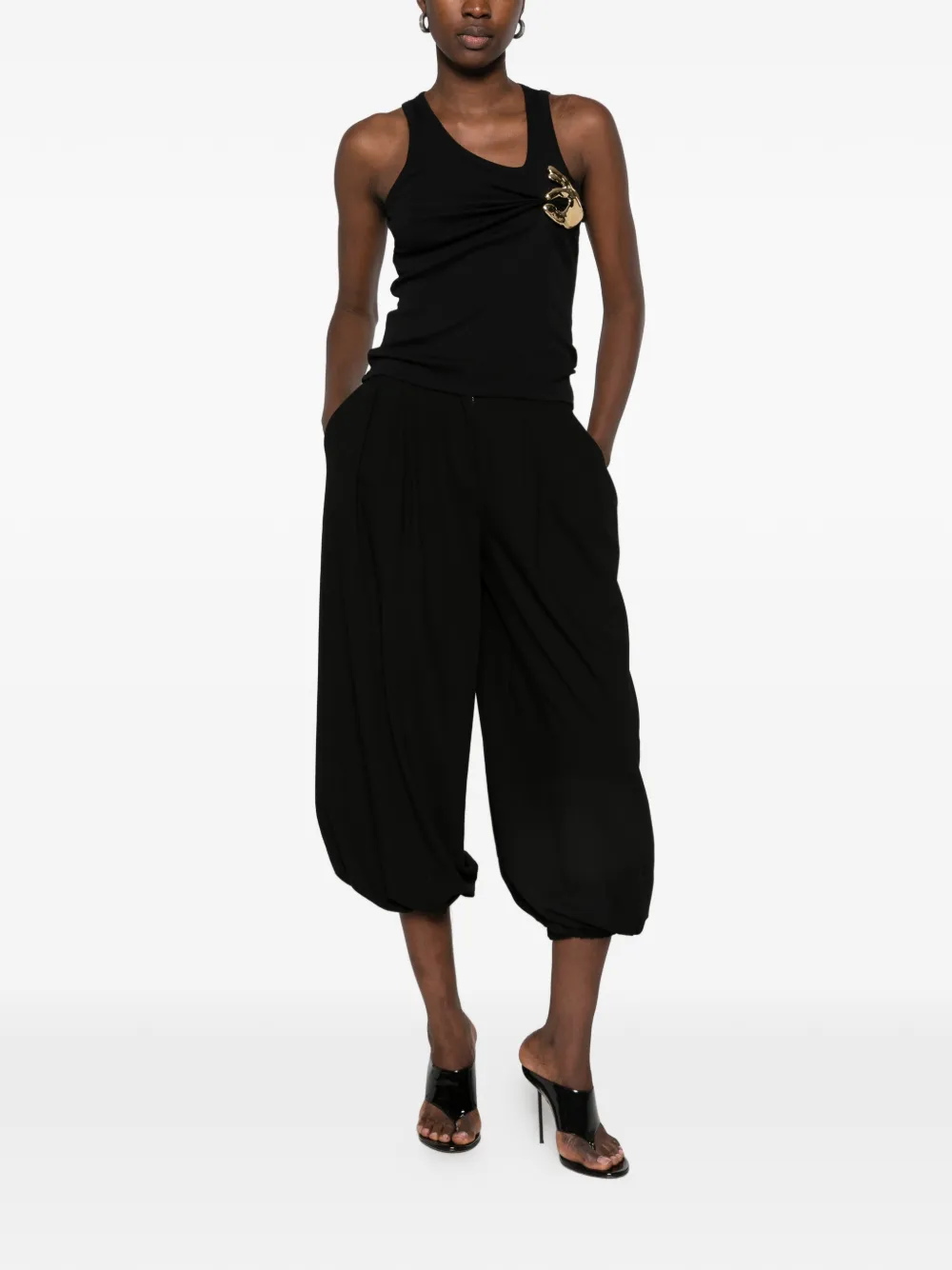 Top Coperni Brooch-Detail Asymmetric-Neck negru - imagine 3