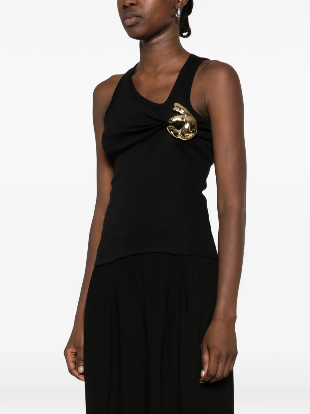 Top Coperni Brooch-Detail Asymmetric-Neck negru - imagine 4