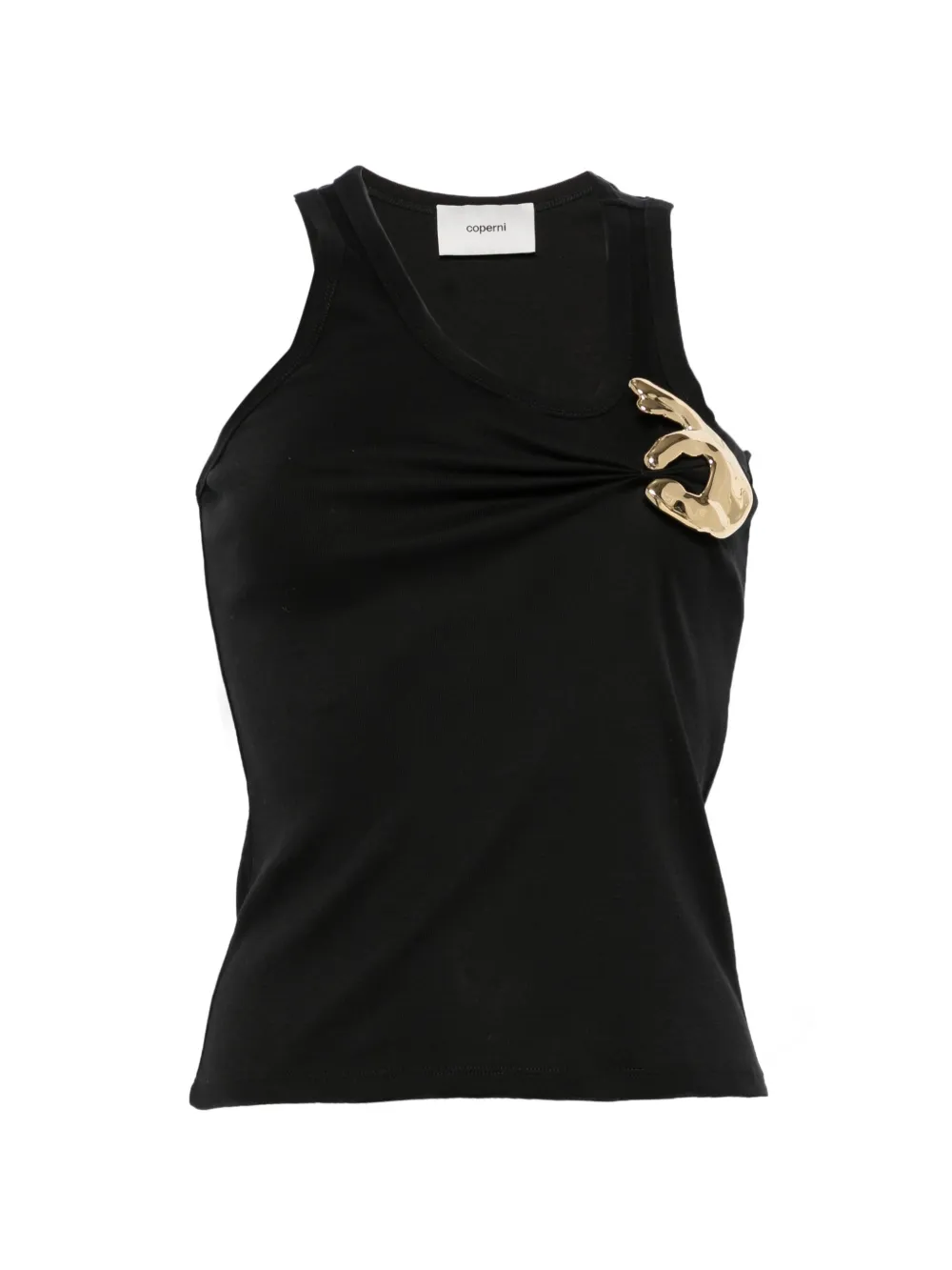 Top Coperni Brooch-Detail Asymmetric-Neck negru
