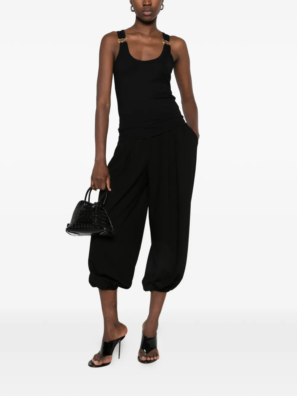 Top Coperni Buckle-Detail Ribbed Tank negru - imagine 4