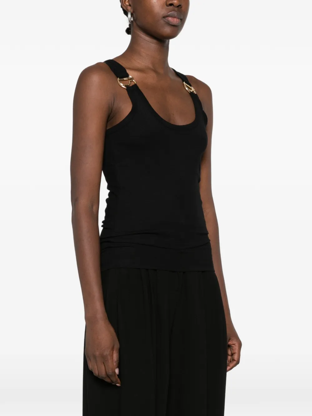 Top Coperni Buckle-Detail Ribbed Tank negru - imagine 3